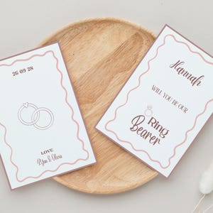Biglietto di proposta per il portatore dell'anello / Sarai tu il nostro portatore dell'anello / Modello Canva per portatore dell'anello / Biglietto di richiesta di matrimonio bifacciale per invito di nozze