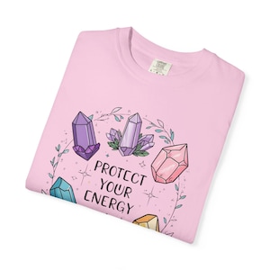 Protect Your Energy T-Shirt, Unisex Crystal Tee, Spiritual Gift, Comfortable Casual Wear, Bohemian Style Shirt, Meditation Apparel