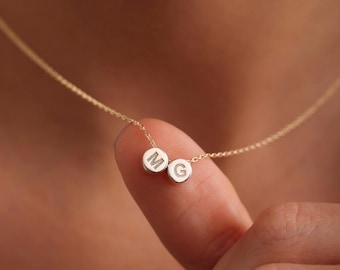 Initial Disc Necklace, Dot Necklace, Gold Initial Necklace, Initial Necklace, Multiple Initial Necklace, Mom Gifts, Gift For Her, Necklace