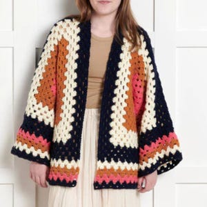 Modèle de cardigan au crochet cardigan, modèle de cardigan hexagonal classique grand-mère, cardigan pour femme téléchargement immédiat pdf
