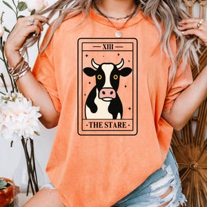 Spotted Cow Tarot Card T-Shirt: Funny Comfort Colors Tee