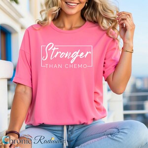 Stronger Than Chemo T-Shirt: Breast Cancer Survivor Bella+Canvas Tee