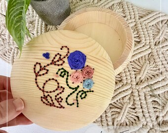 Trinket Box Wood Embroidery SVG: Laser Cut Design File