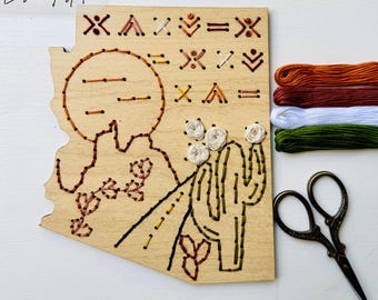 Arizona State Cutout Wood Embroidery SVG: Laser Cut Design File