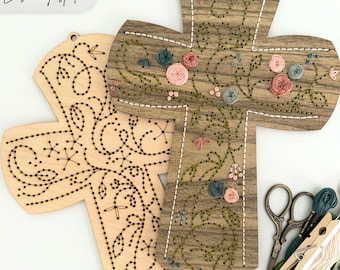 DIY Cross Wall Hanging SVG: Laser Cut File, Wooden Embroidery Design