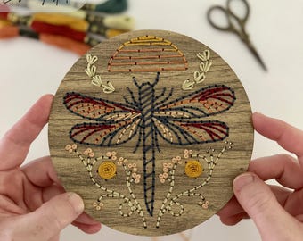Whimsical Dragonfly Wood Embroidery SVG: Laser Cut Design File