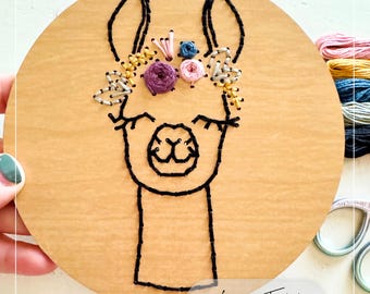 Llama Wood Embroidery SVG: Laser Cut File for Glowforge