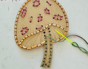 Mushroom Yarn Sewing SVG: Laser Cut Wood Pattern for Kids