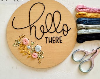 Hello Wood Embroidery SVG: Laser Cut Design File