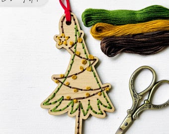 Whimsical Tree Ornament Wooden Embroidery SVG: Laser Ready to Cut File