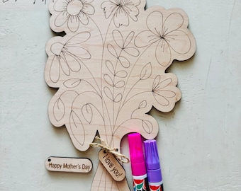 Flower Bouquet SVG: Wood Laser Cut File, Kid's Coloring Pattern