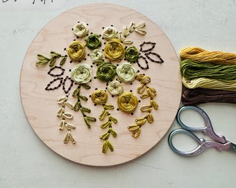 Wood Embroidery SVG: Laser Cut Waterfall Greenery Design (Digital Download)