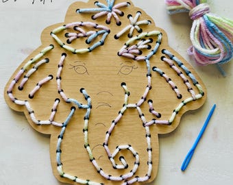 Elephant Yarn Sewing SVG: Laser Cut Wood Pattern, Kid's DIY (Digital Download)