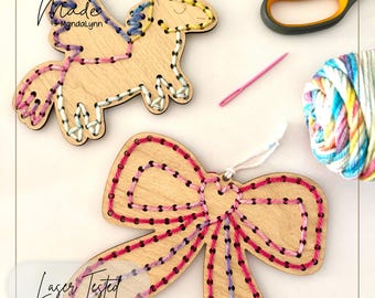 Unicorn and Bow Yarn Sewing Bundle SVG: Laser Cut DIY Kit File