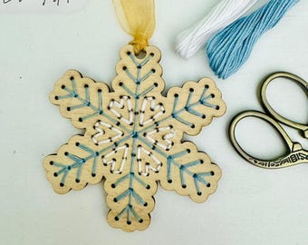 Snow Ornament Wooden Embroidery SVG: Laser Ready to Cut File