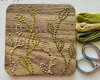 Floral Wood Embroidery SVG: Laser Cut Design (4 inch)