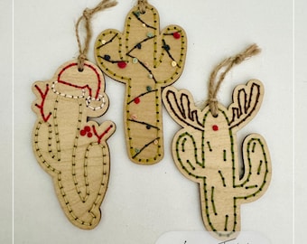 Cactus Themed Christmas Ornament Bundle SVG: Laser Ready to Cut File