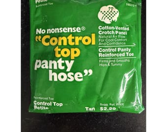 Vintage 1977 No Nonsense Control Top Pantyhose Petite Tan NOS Sealed Pouch US