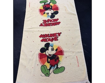 Vintage Mickey Mouse Cannon Terry Kleines Badetuch 22 "X 39" Disney