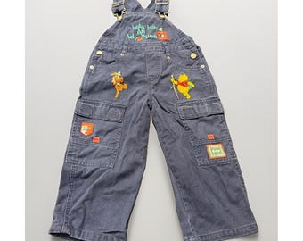 Vintage Disney Pooh 100 Acre Collection Winnie the Pooh Tigger Blue Overalls 2T