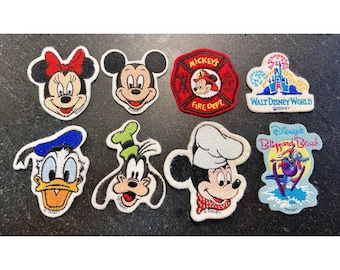Vtg Disney Parks Embroidered Patch Lot Mickey Minnie Donald Goofy Fire Dept Chef