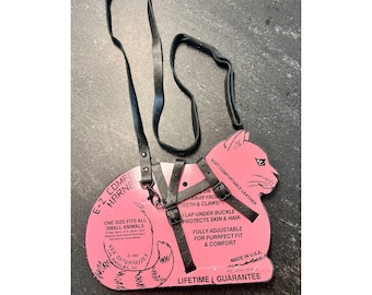 Vee Enterprises E-Z Comfort Small Animal Harness Black Leather Fits To Neck 14.5