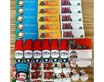 40 Vintage Weihnachtsgeschenkanhänger & Urlaubsaufkleber