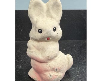 Vintage 1953 paashaas 5" papier-maché beeldje decoratie cadeau met opmerking