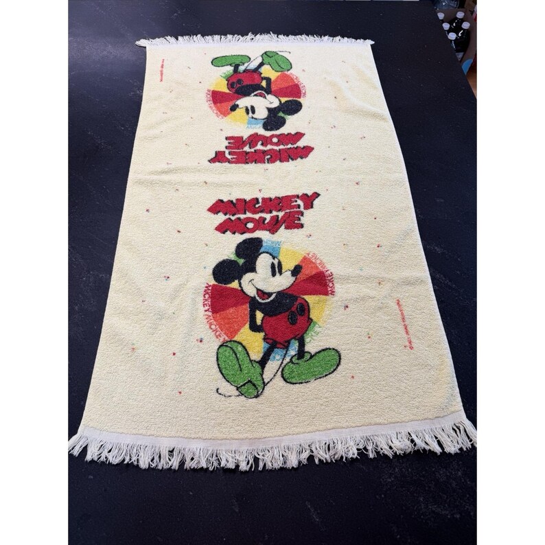 Vintage Mickey Mouse Cannon Terry Kleines Badetuch 22 "X 39" Disney Bild 3