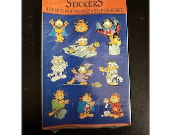 Vintage 1978 Hallmark Garfield Halloween Stickers Sealed NOS 4 Sheets Rare