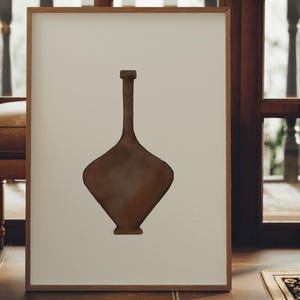 Hand Painted Watercolor Vase Art Print, Long neck Pottery Home Decor, Slow Luxury Original Digital Wall Art