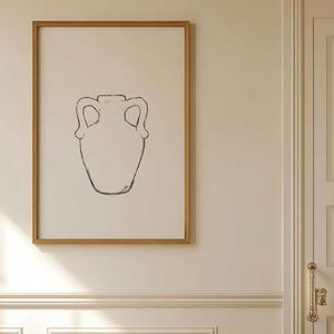 Vintage Urn Sketch Print, Minimalist Line Drawing, Black White Wall Art (Digital Download)