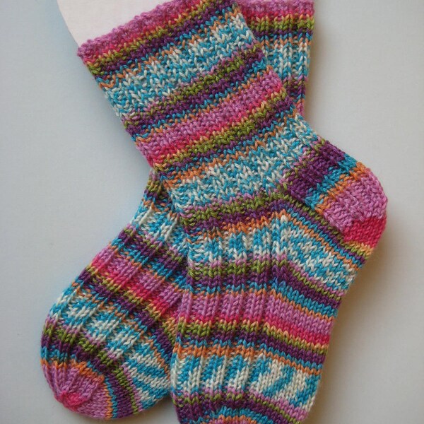 hand knitted merino wool toddler socks, 18 - 24 months