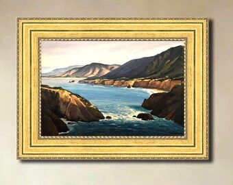 Original California Coastline Painting Rocky Seascape Art Plein Air Ocean Landscape Large Wall Art Beach House Decor