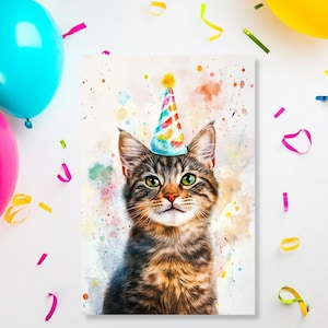 Carte d'anniversaire chat tigré