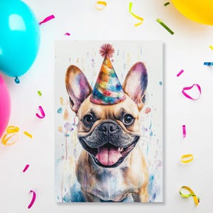Cartão de aniversário bulldog francês