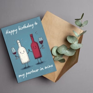 Carte d&#39;anniversaire vin - carte imprimable pour amateurs de vin - téléchargement immédiat - amie, maman, soeur - carte de voeux numérique drôle