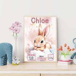 Poster personnalisé des statistiques de naissance d'une petite fille