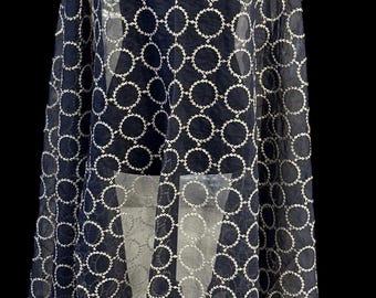 Navy Blue Organza Dupatta Lightweight Embroidered