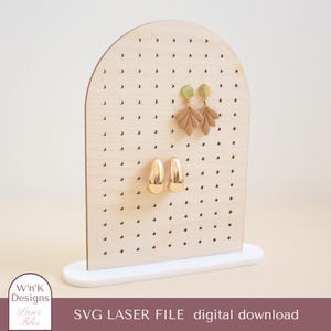 SVG Arch Earring Stand Laser Cut File | Stud Earring Holder | Minimalist Jewelry Display Stands for Earrings