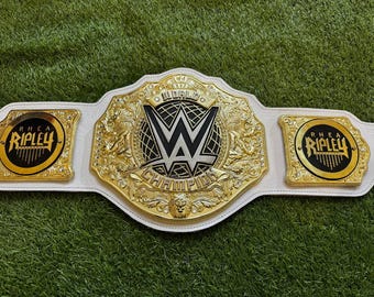New Women World Heavyweight Championship Title Belt Replica 6mm Diecast With Rhea Ripley Side Plates