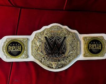 New Women World Heavyweight Championship Title Belt Replica 6mm Diecast With Rhea Ripley Side Plates