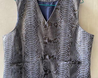 Handmade Python Leather Vest - Luxury Snakeskin Fashion, Adjustable Fit