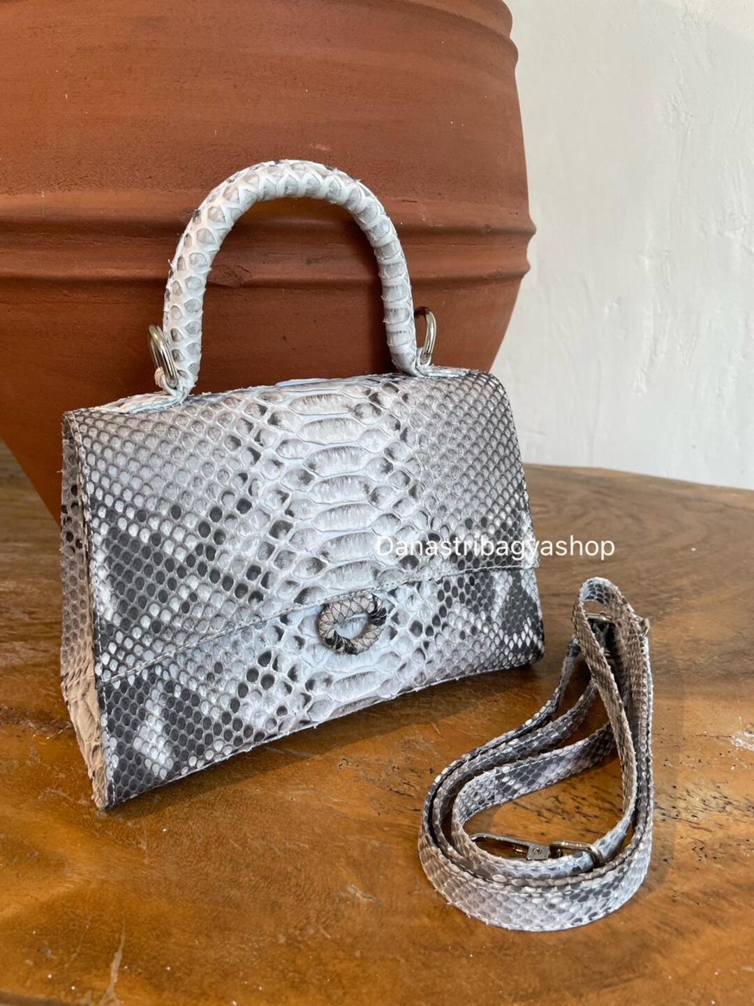 Natural Grey Python Leather Bag: Mini Purse Snake Skin Luxury Python - Etsy