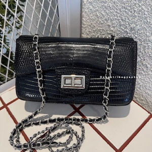 Genuine Black Lizard Skin Crossbody bag: Luxury Shoulder bag