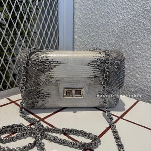 White Genuine Lizard Skin Crossbody bag: Luxury Shoulder bag
