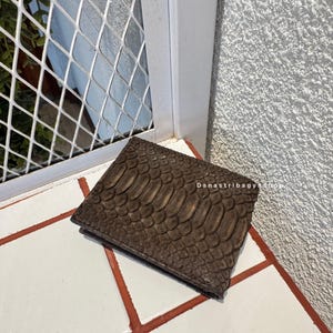 Brown Python Leather Bifold Wallet Antique  : Exotic Snakeskin Men's Wallet