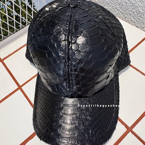 Python Hat Leather: Exotic Snakeskin  ,Handmade Baseball cap ,Unisex fashion Cap