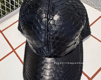 Python Hat Leather: Exotic Snakeskin  ,Handmade Baseball cap ,Unisex fashion Cap