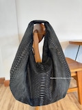 Antique Black Python Leather Large Hobo Bag: Luxury Snake skin Shoulder bag - Purse for Women product logo